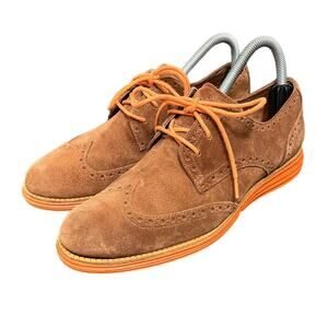 Cole Haan Lunargrand Women's Wingtip Casual Shoes Size 8.5 Suede Brown‎ Orange